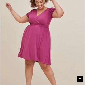 Torrid Mini Studio Knit Surplice Dress in Boysenberry - Size 1 Brand New